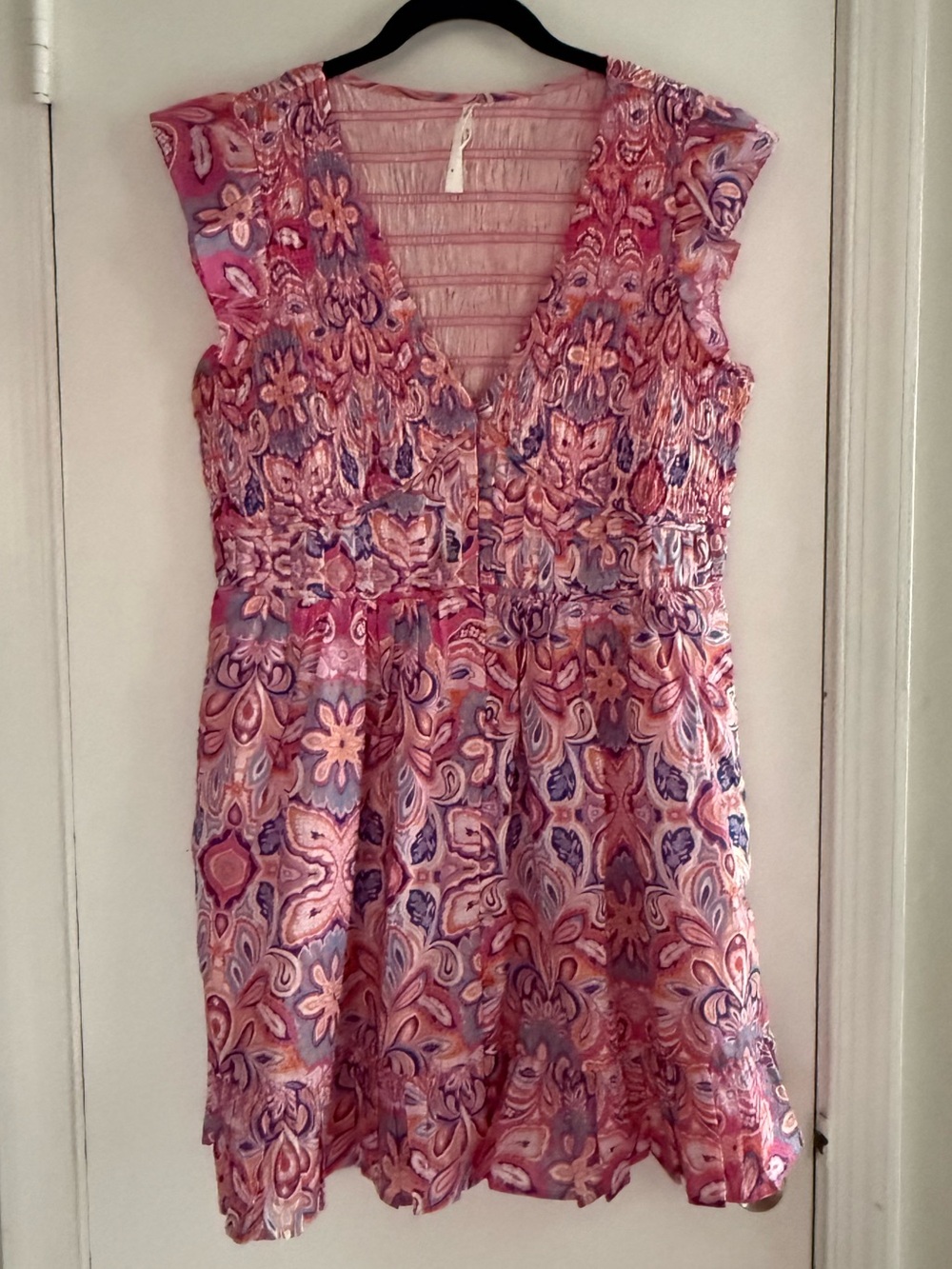 Anthropologie Pink Floral Mini Dress with Multicolor Floral Print Size M